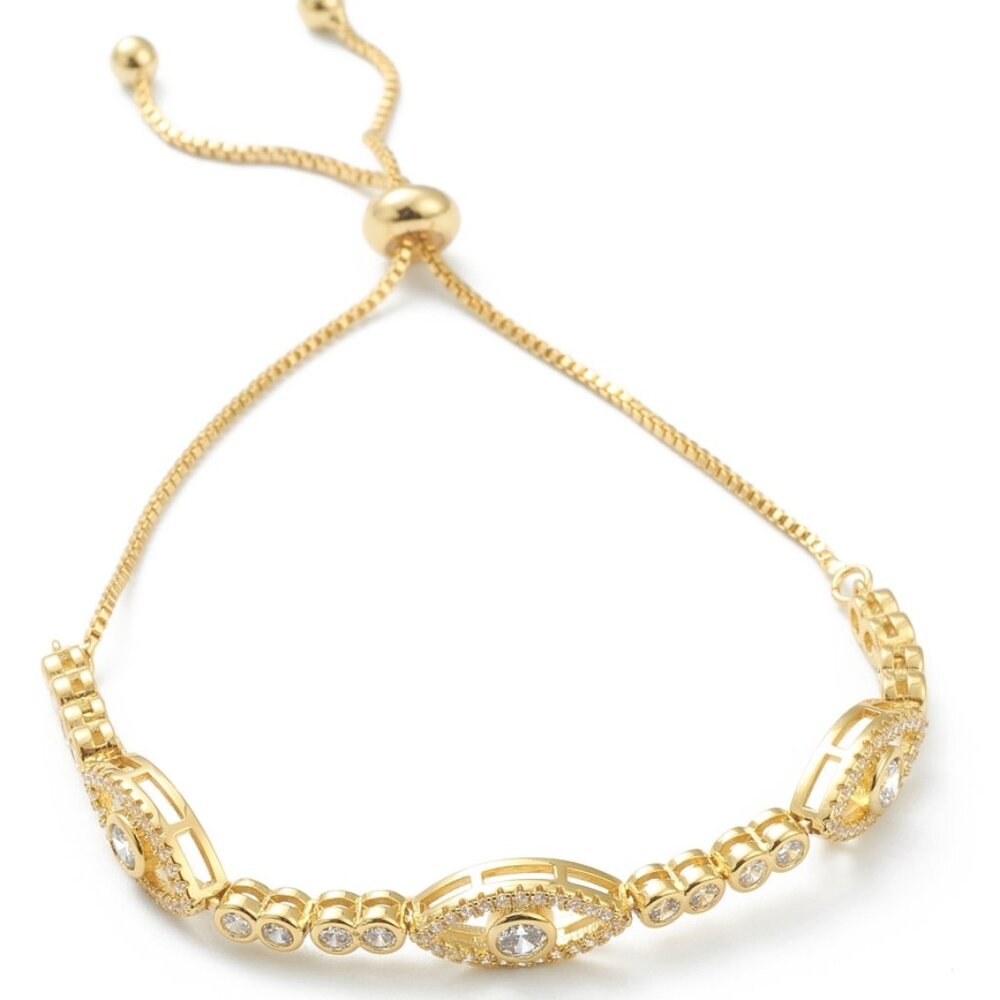 💝5/$25💖 Beautiful Slider Bolo Bracelet W pave Marquis, Real 18K Gold Plated